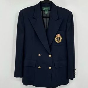 Lauren Ralph Lauren Vintage Classic 90’s Crest Blazer Size 12P Black